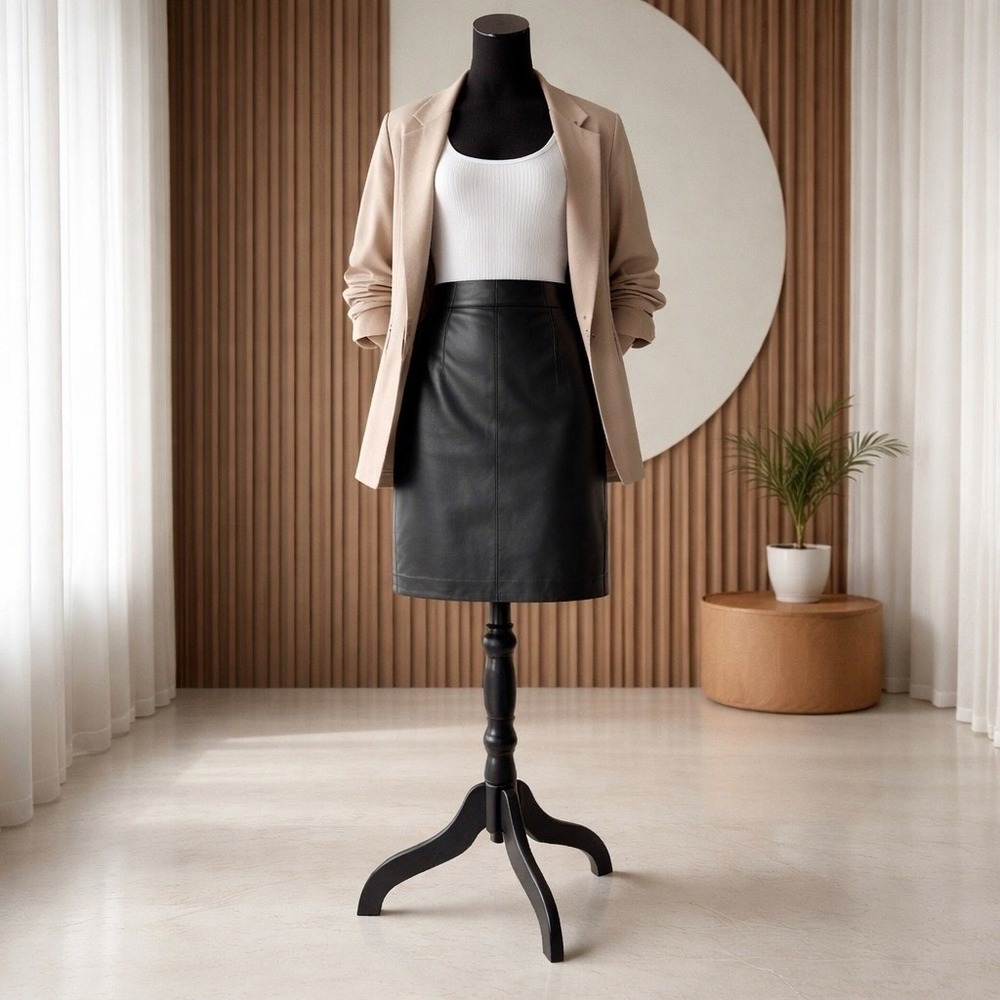 Womens Black Buttery Leather Pencil Skirt Size 8 High Waist Mob Wife Matrix Goth